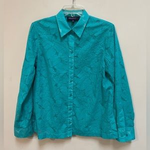 Jones New York Blouse  Roll-up Sleeve    L  petite